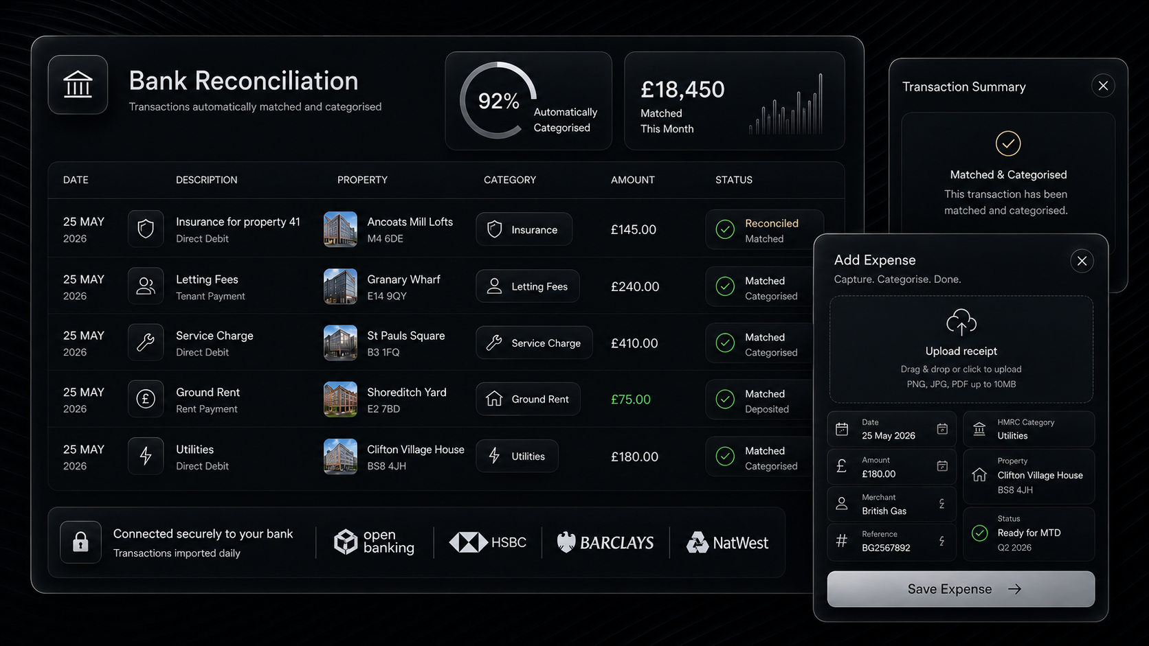 Connect your bank. We categorise and reconcile every transaction.