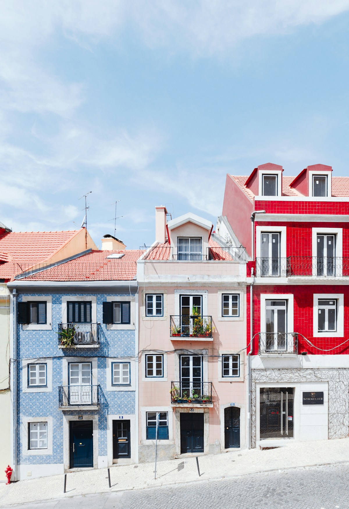 Colourful townhouses on a Lisbon street