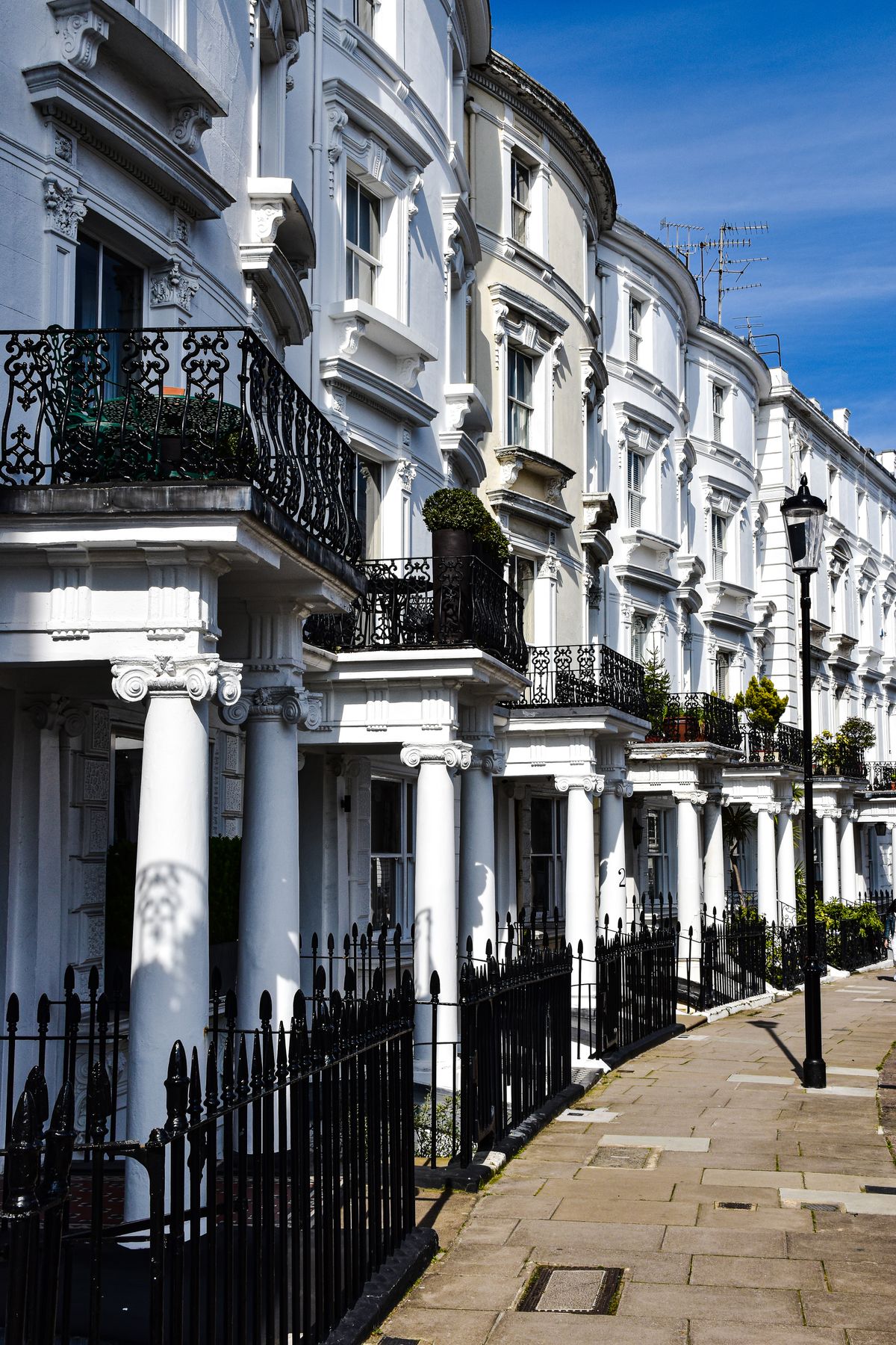 Aerial view of rows of terraced houses
