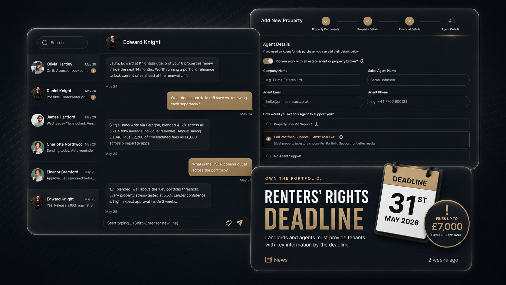 Every communication, document and property update in one clear view